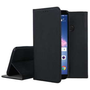 Кожен калъф тефтер и стойка Magnetic FLEXI Book Style за Huawei P Smart FIG-LX1 черен 